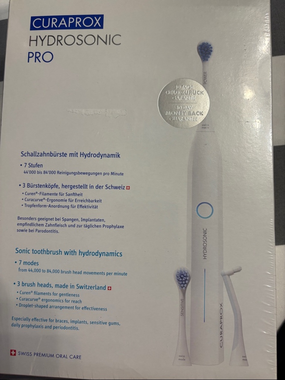 Curaprox Hydrosonic Pro Electric Toothbrush - White with Blue Accents
